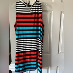 Striped, sleeveless dress